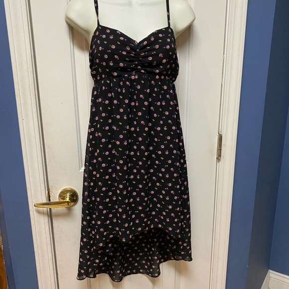 Womens Forever 21 Black Floral Print Spaghetti Strap High Low Dress S. - Picture 2 of 9